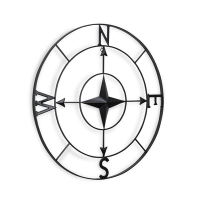 Black Metal Compass Shaped Wall Décor