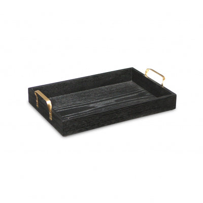 Black Wooden Tray with Gold Handles