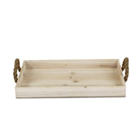 Natural Wooden Tray with Rope Handles