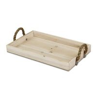 Natural Wooden Tray with Rope Handles