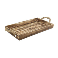 Brown Wooden Tray with Rope Handles