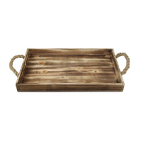 Brown Wooden Tray with Rope Handles