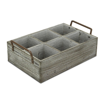 Rustic Graywash Six Slot Wooden Caddy