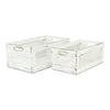 Set of Two Rustic Whitewash Chicken Wire Sides Wooden Crates