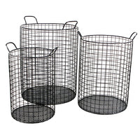 Set of Three Metal Wire Storage Baskets