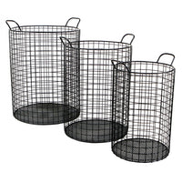 Set of Three Metal Wire Storage Baskets