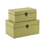 Set of Two light Green Wooden Storage Boxes