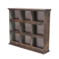 Rustic Nine Slot Wooden Open Wall Cabinet