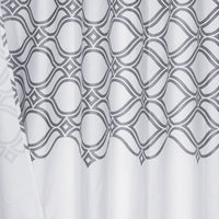 Silver and White Printed Lattice Shower Curtain