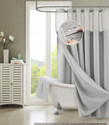 Silver Modern Grid Shower Curtain and Liner Set