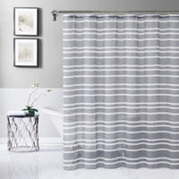 Silvery Gray and White Striped Shower Curtain