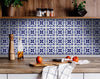 4" X 4" Blue And White Mosaic Peel And Stick Removable Tiles