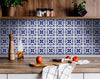 7" X 7" Blue And White Mosaic Peel And Stick Removable Tiles