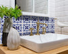 7" X 7" Blue And White Mosaic Peel And Stick Removable Tiles