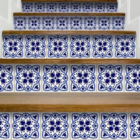 8" X 8" Blue And White Mosaic Peel And Stick Removable Tiles