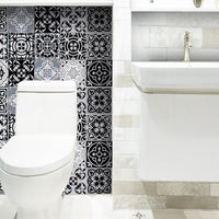 6" X 6" Black White and Gray Mosaic Peel and Stick Tiles