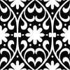 7" X 7" Black and White Floral Peel and Stick Removable Tiles