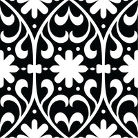 7" X 7" Black and White Floral Peel and Stick Removable Tiles