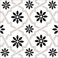 6" X 6" Black and White Lil Daisy Peel and Stick Removable Tiles