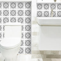 6" X 6" White and Black Cross Peel and Stick Removable Tiles