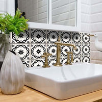 4" X 4" Black and White Rolla Peel and Stick Removable Tiles