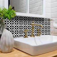 6" X 6" Black and White Medeci Peel and Stick Removable Tiles