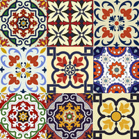 6" X 6" Blue Red Yellow Mosaic Peel And Stick Tiles