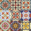 7" X 7" Blue Red Yellow Mosaic Peel And Stick Tiles