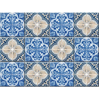 6" X 6" Blues and Crema Peel And Stick Removable Tiles