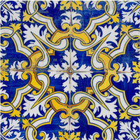 6" X 6" Blue and Yellow Links Peel And Stick Tiles