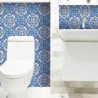 6" X 6" Blue and White Medi Peel And Stick Tiles