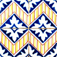 6" X 6" Blue Yellow Zig Peel and Stick Tiles