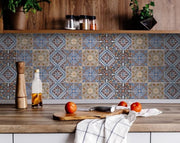 6" X 6" Blue Warm Tones Mosaic Peel and Stick Tiles