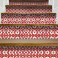 5" x 5" Brick Red And White Scroll Peel and Stick Removable Tiles