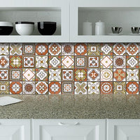 4" x 4" Retro Orange Mosaic Peel and Stick Removable Tiles
