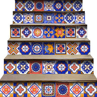 7" x 7" Shades of Blue Celestial Mosaic Peeland Stick Removable Tiles