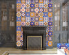 8" x 8" Blue Gold and Blush Mosaic Peel and Stick Removable Tiles