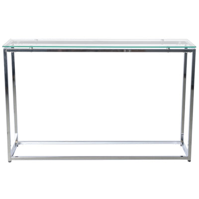 Geo XL Rectangle Clear Glass and Chrome Console Table