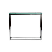 Geo Rectangle Clear Glass and Chrome Console Table