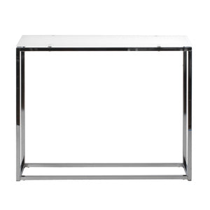 Geo Rectangle White Glass and Chrome Console Table