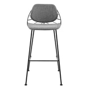 Set Of Two 40" Light Gray And Black Steel Low Back Bar Height Chairs With Footrest
