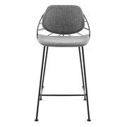 Set Of Two 36" Light Gray And Black Steel Low Back Counter Height Bar Chairs With Footrest