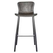 Set Of Two 40" Gray And Black Steel Low Back Bar Height Chairs With Footrest