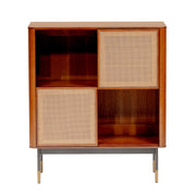 Maple Brown Wood and Wicker Accent Cabinet