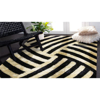 5’ x 7’ Beige and Black Geometric Illusion Area Rug