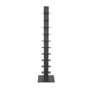 Dark Gray Metal Ten Shelf Modern Tower Bookcase
