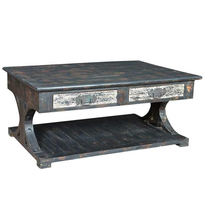 Teal Distressed Storage Coffee Table