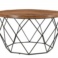 Geometric Wood and Iron Coffee Table
