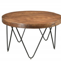 Round Mid Century Iron Base Coffee Table