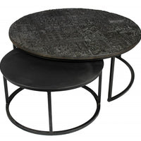 Set of Two Modern Black Round Nesting Tables